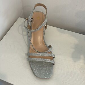 Elegant Silver Strappy Block Heel Sandals